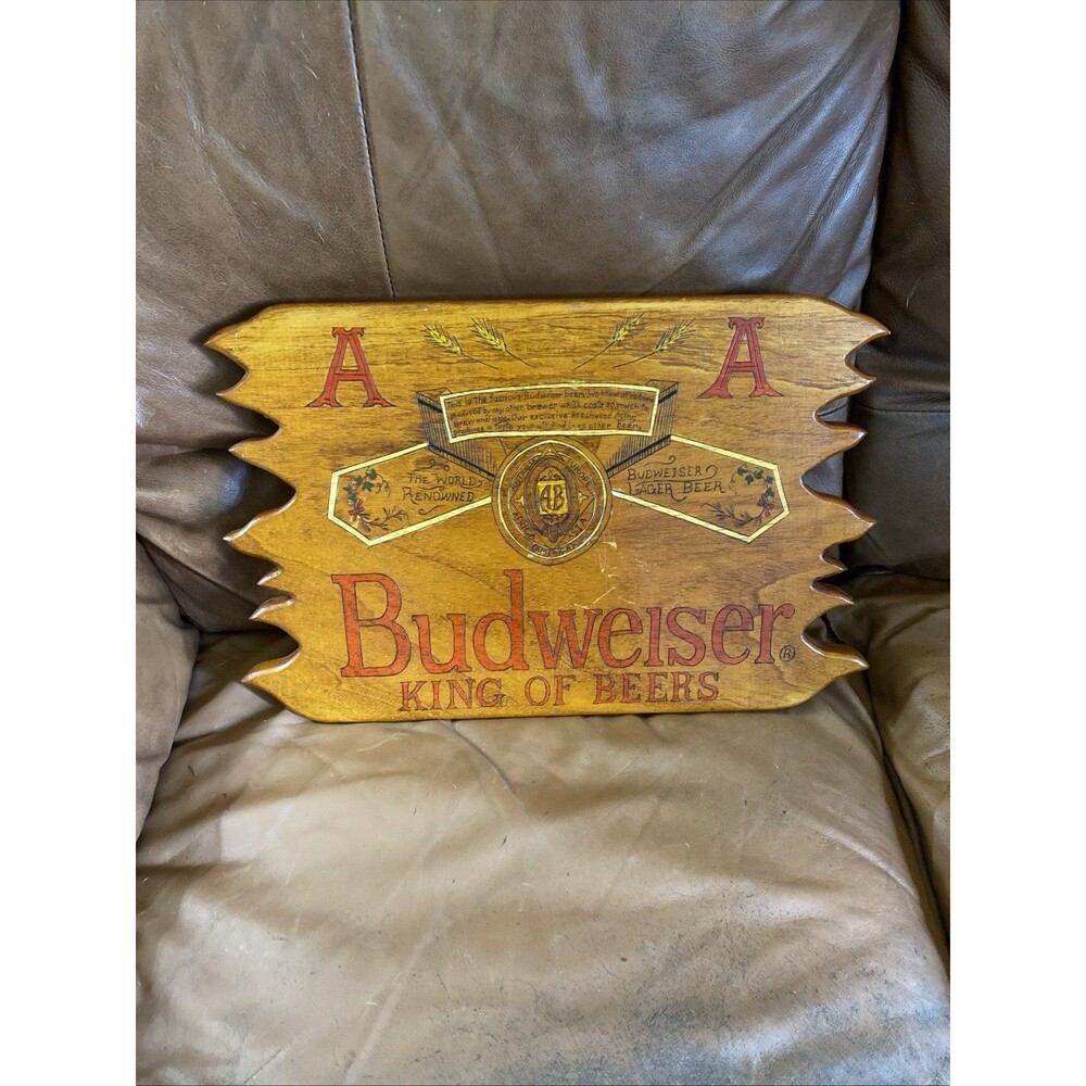 Vintage Hand Carved And Painted Msm Cave Budweiser Wall Plaque